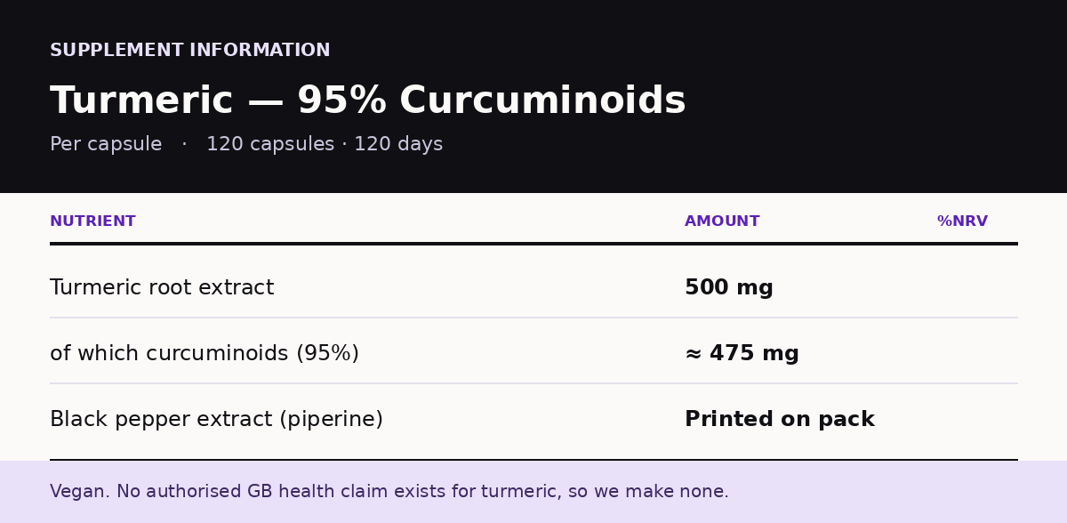 Turmeric — 95% Curcuminoids + Black Pepper