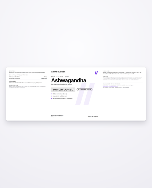 Ashwagandha — front label detail