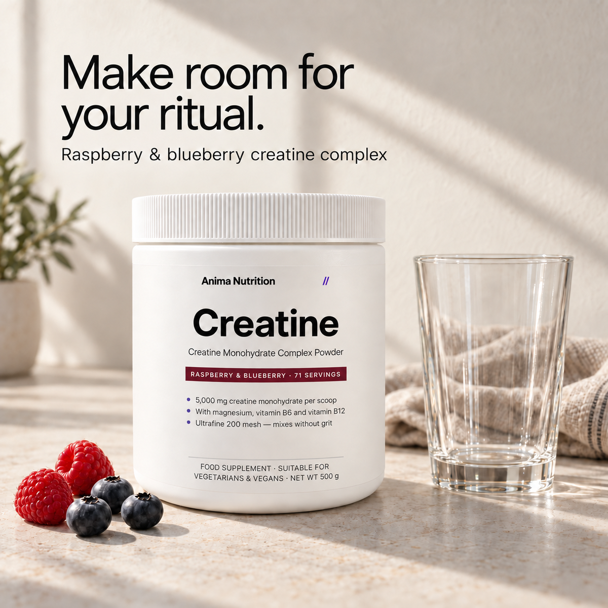 Anima Creatine, raspberry & blueberry, 500 g, image 5