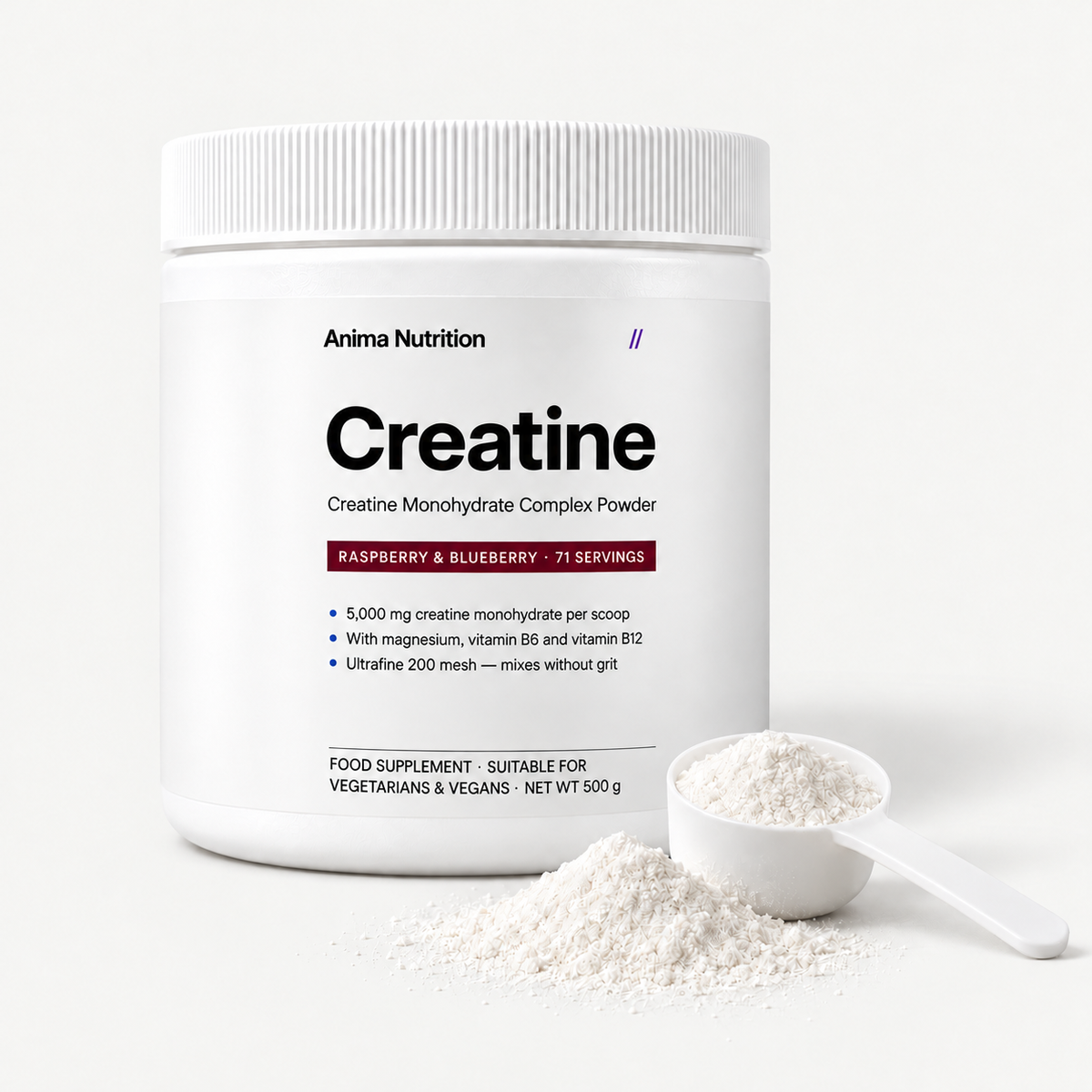 Anima Creatine, raspberry & blueberry, 500 g, image 4