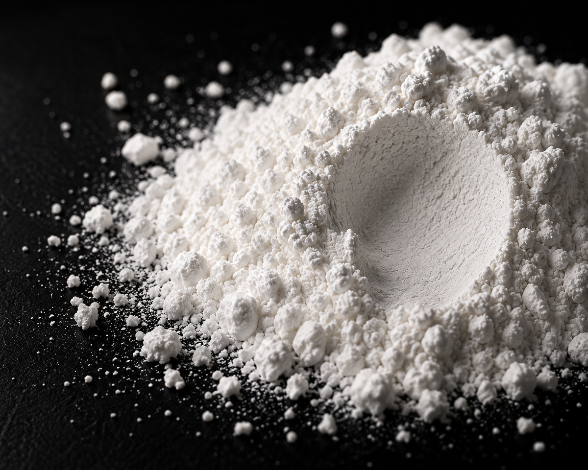Micronised 200-mesh creatine monohydrate powder texture, zero grit