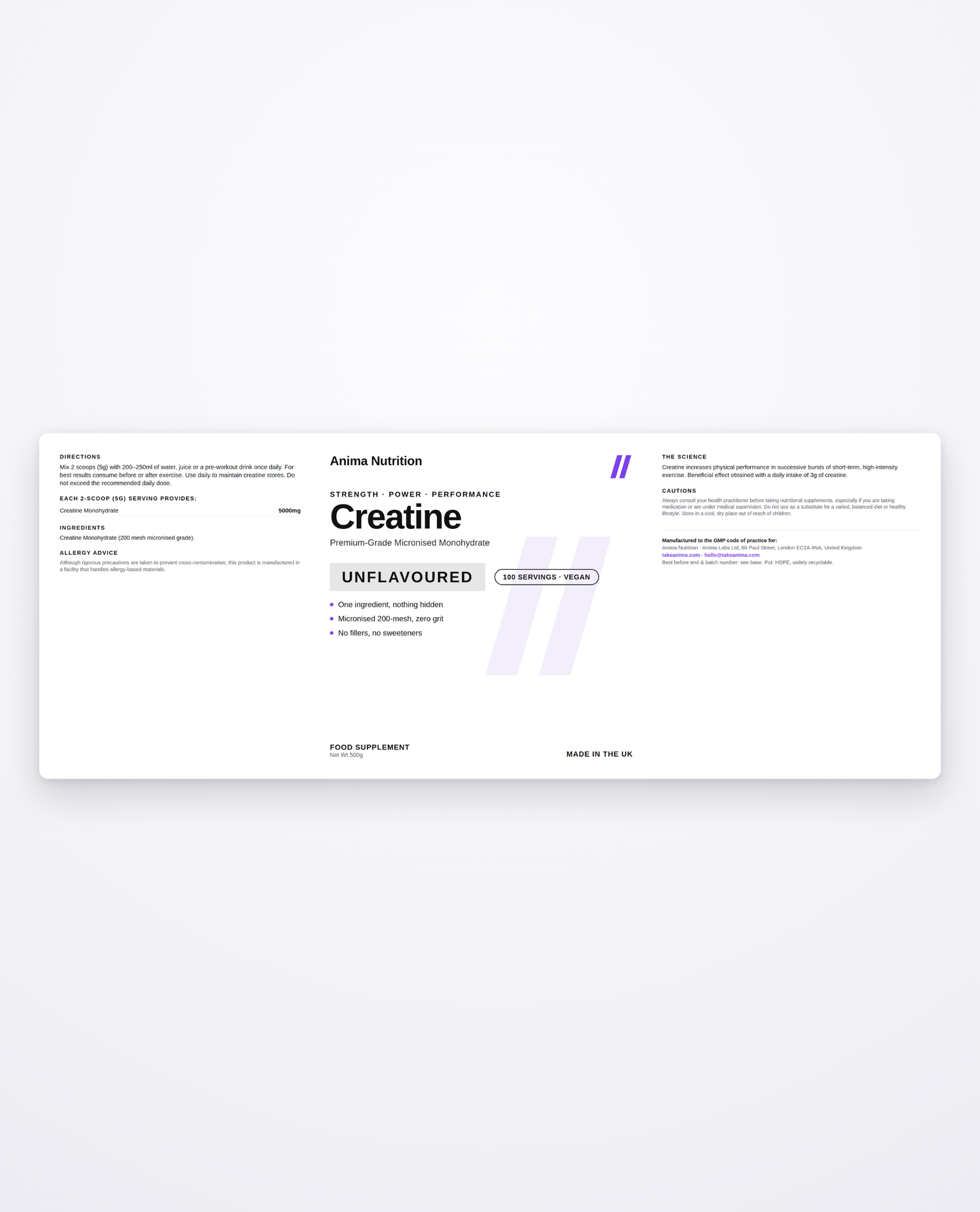 Creatine — front label detail