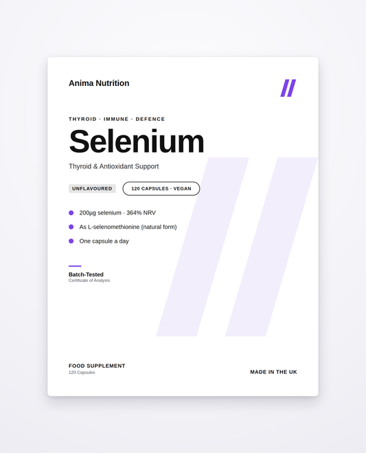 Selenium — front label detail