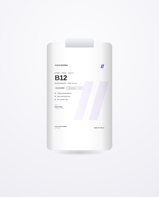 Vitamin B12 Methylcobalamin — Anima Nutrition pack